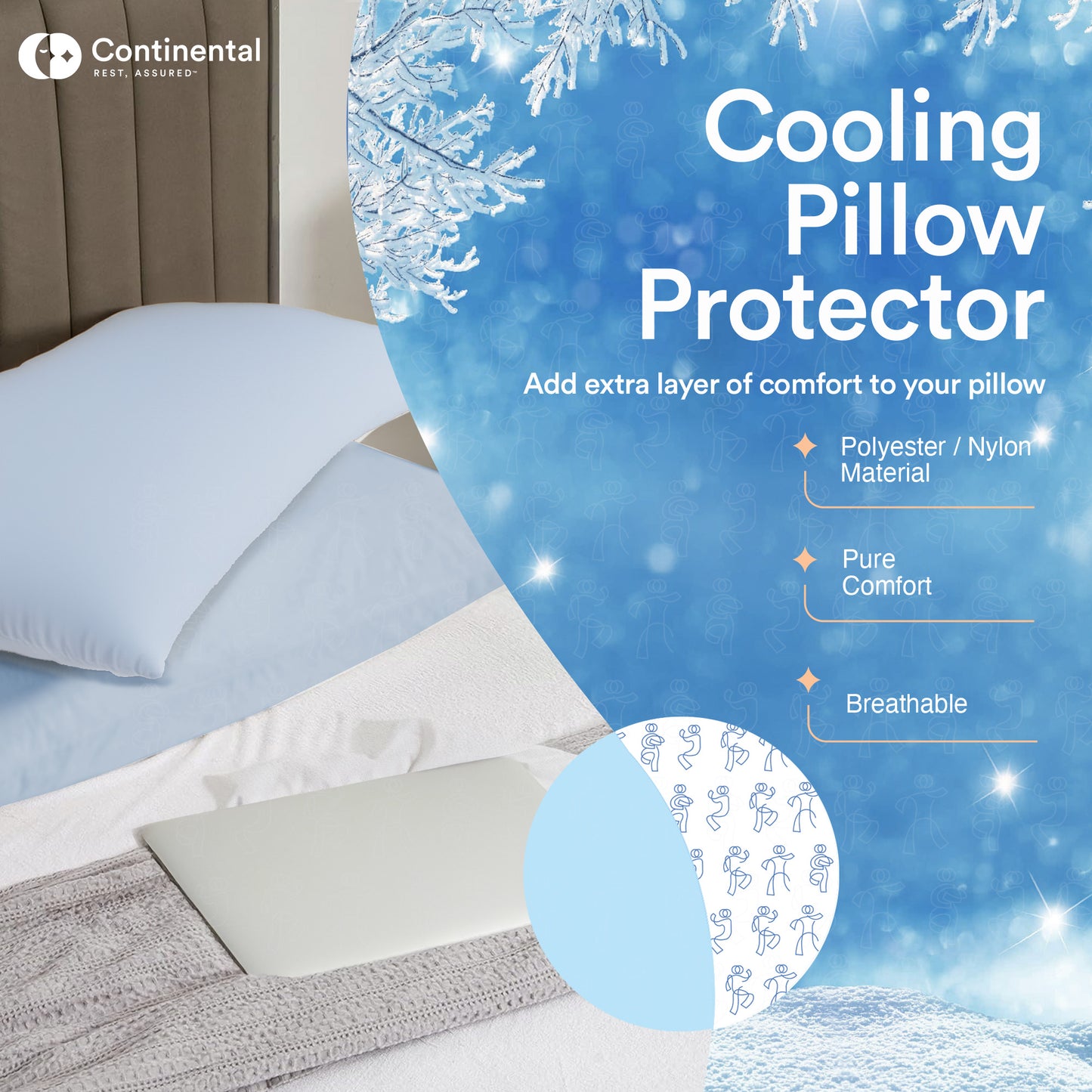 Arctic Collection | Blue Cooling Pillow Protector | Zippered, Cool, Cozy and Breathable