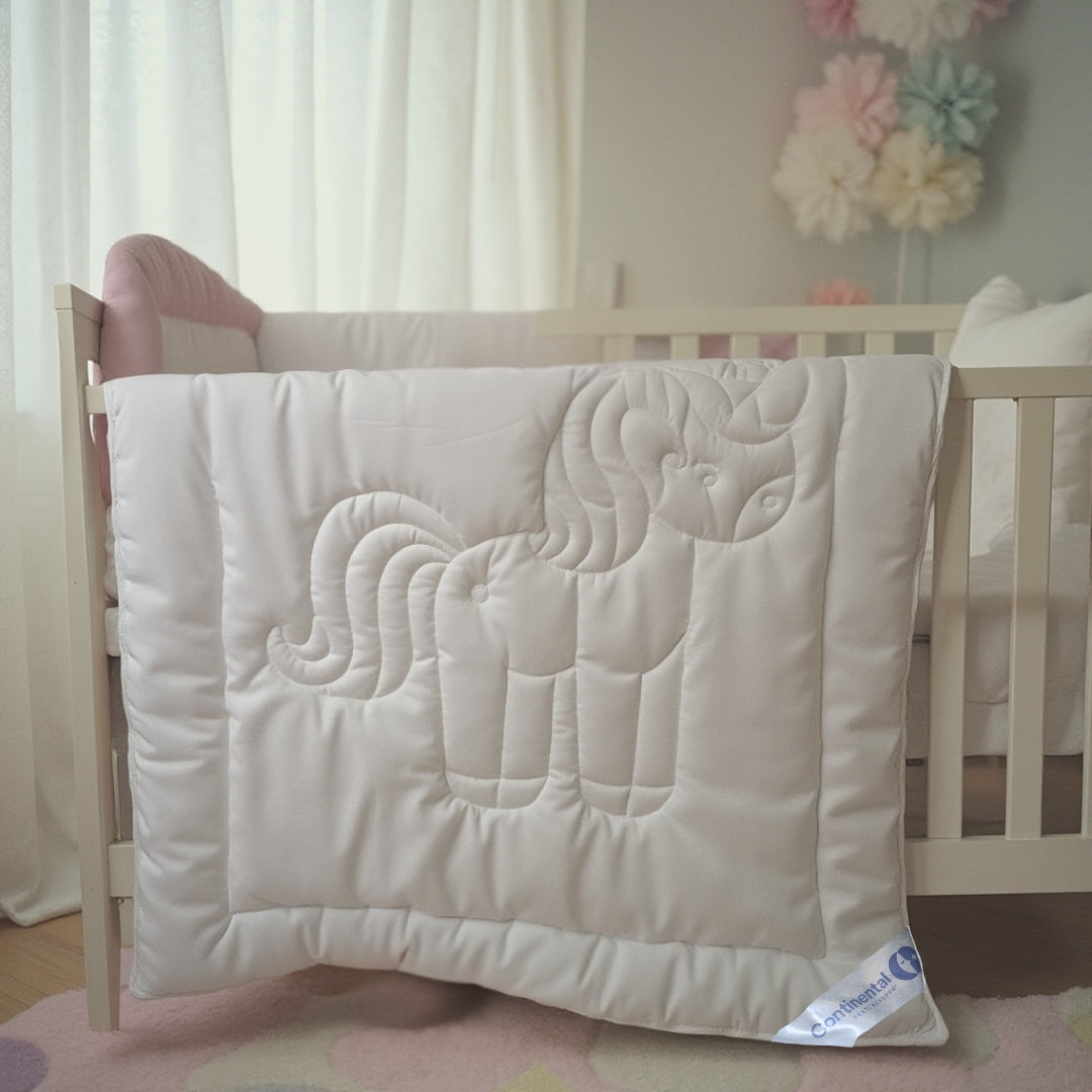 Toddler Comforter | 33x42 Inch Embossed Unicorn Design | 100% Cotton Shell