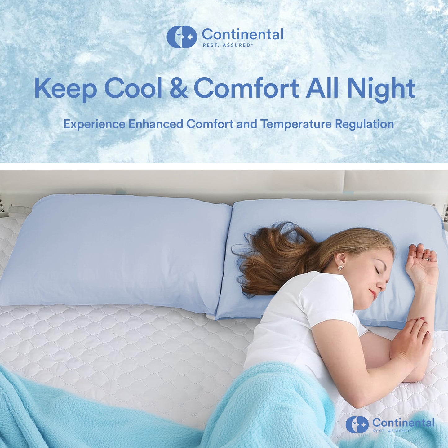 Arctic Collection | Blue Cooling Pillow Protector | Zippered, Cool, Cozy and Breathable