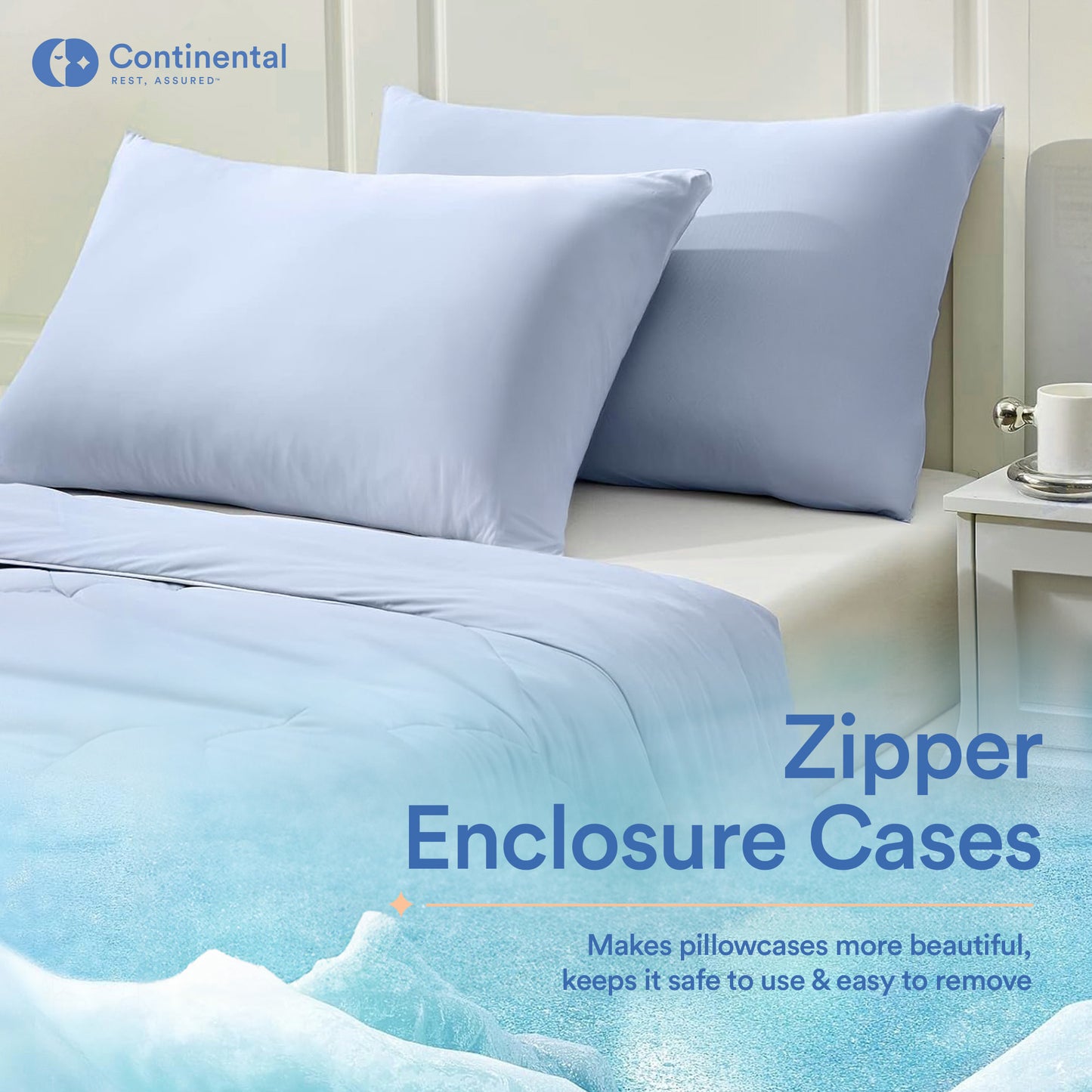 Arctic Collection | Blue Cooling Pillow Protector | Zippered, Cool, Cozy and Breathable