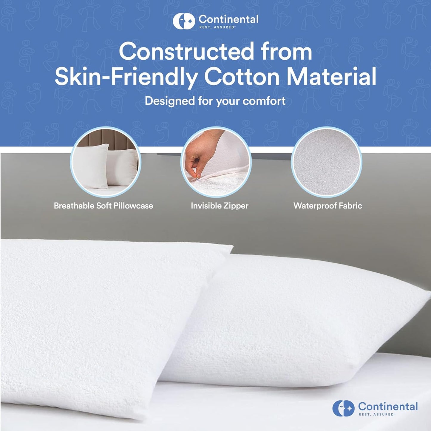 Terry Zippered Throw Pillow Protectors | Cozy, Waterproof & Breathable
