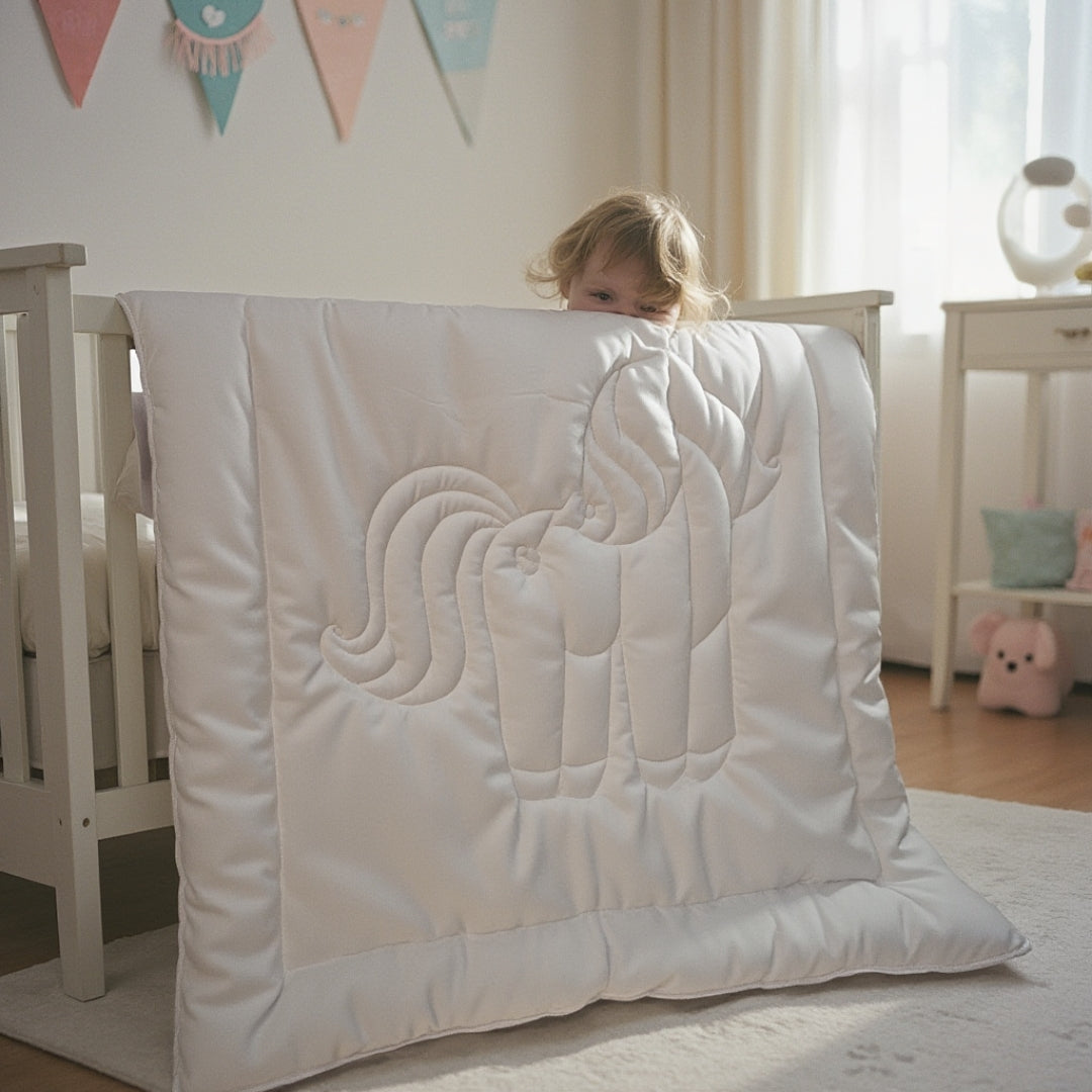Toddler Comforter | 33x42 Inch Embossed Unicorn Design | 100% Cotton Shell