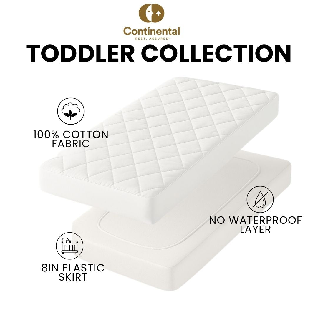 Toddler Mattress Pad – 100% Cotton, Soft & Breathable – Waterproof & Non-Waterproof Options – 28x52x8 Inches for Cribs & Toddler Beds