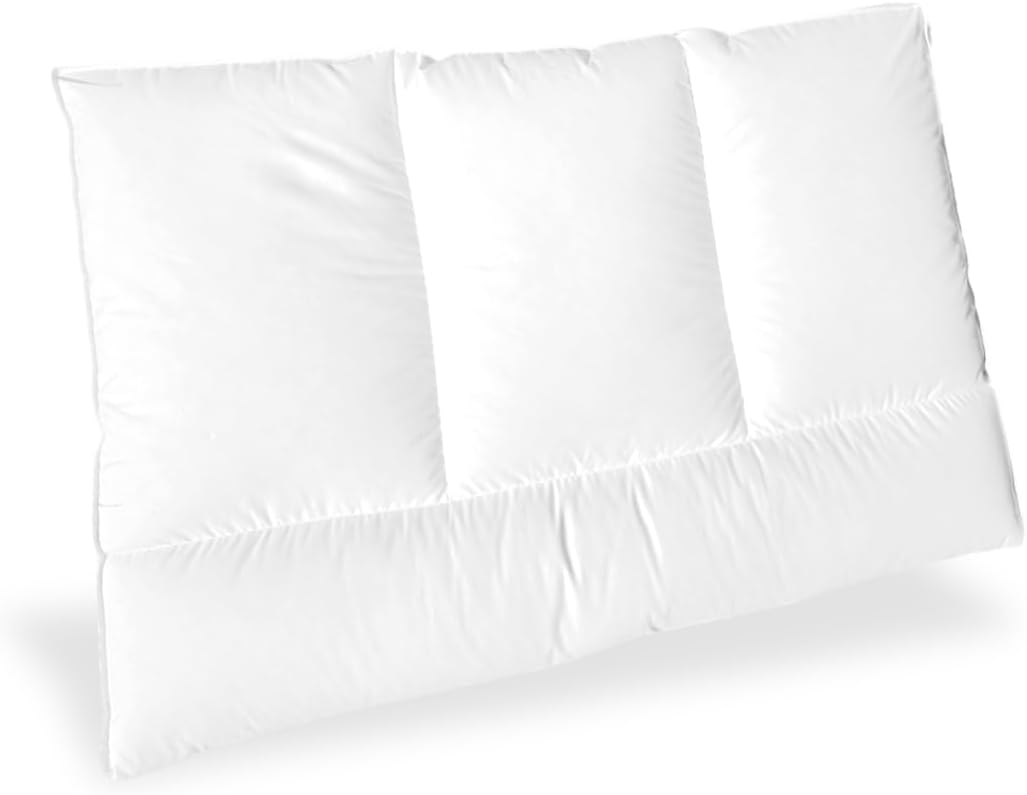 Isolated image of the Continental Bedding three-chamber down pillow, designed for superior head and neck support while maintaining breathability
