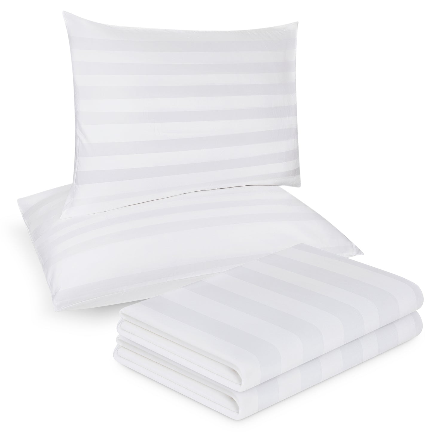 a set of two 2 striped pillow protector that fits snuggly on a pillow and has a zipper closure