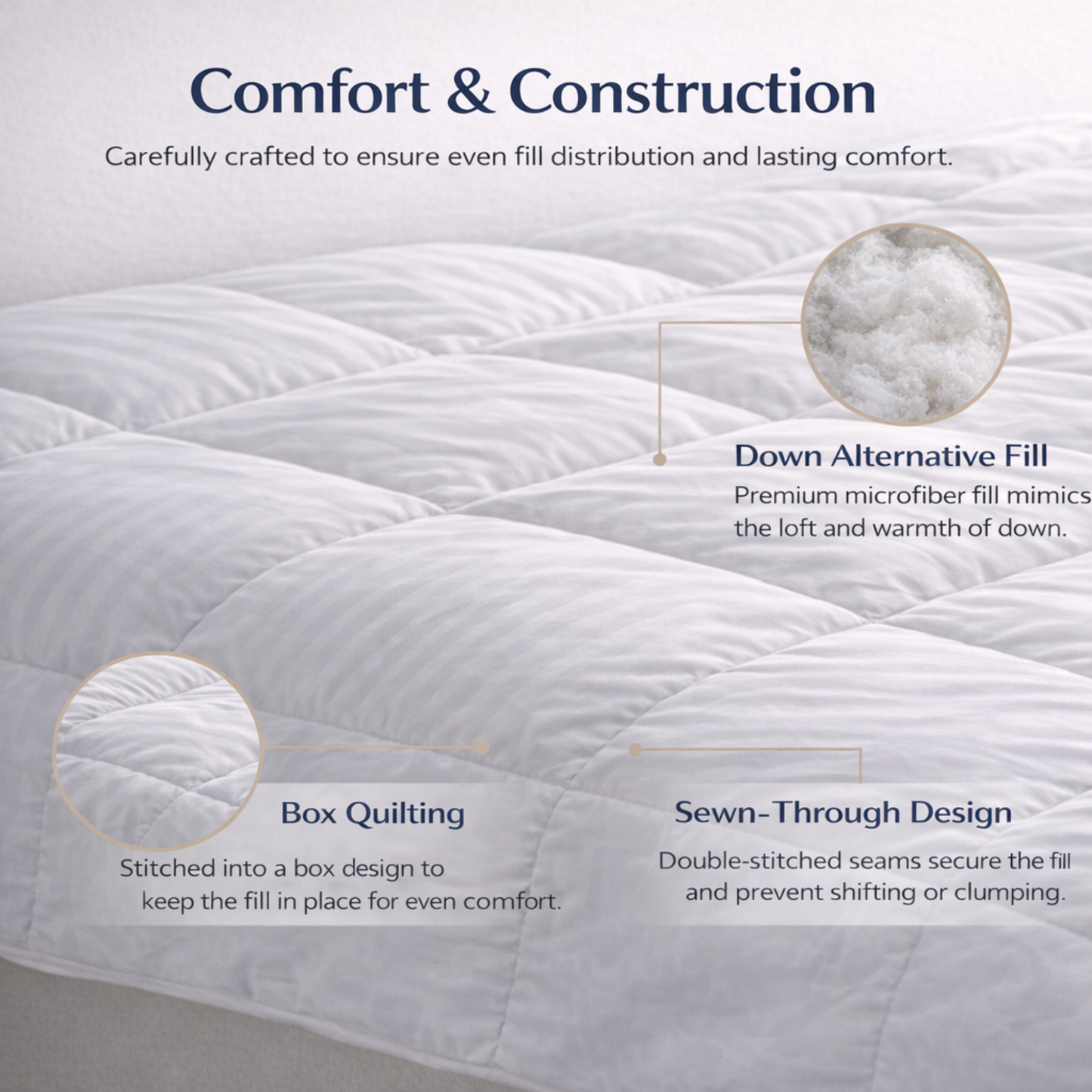 Affinity Collection | Down Alternative Duvet Insert | Box Stitch Construction | 100% Cotton Damask Striped Shell