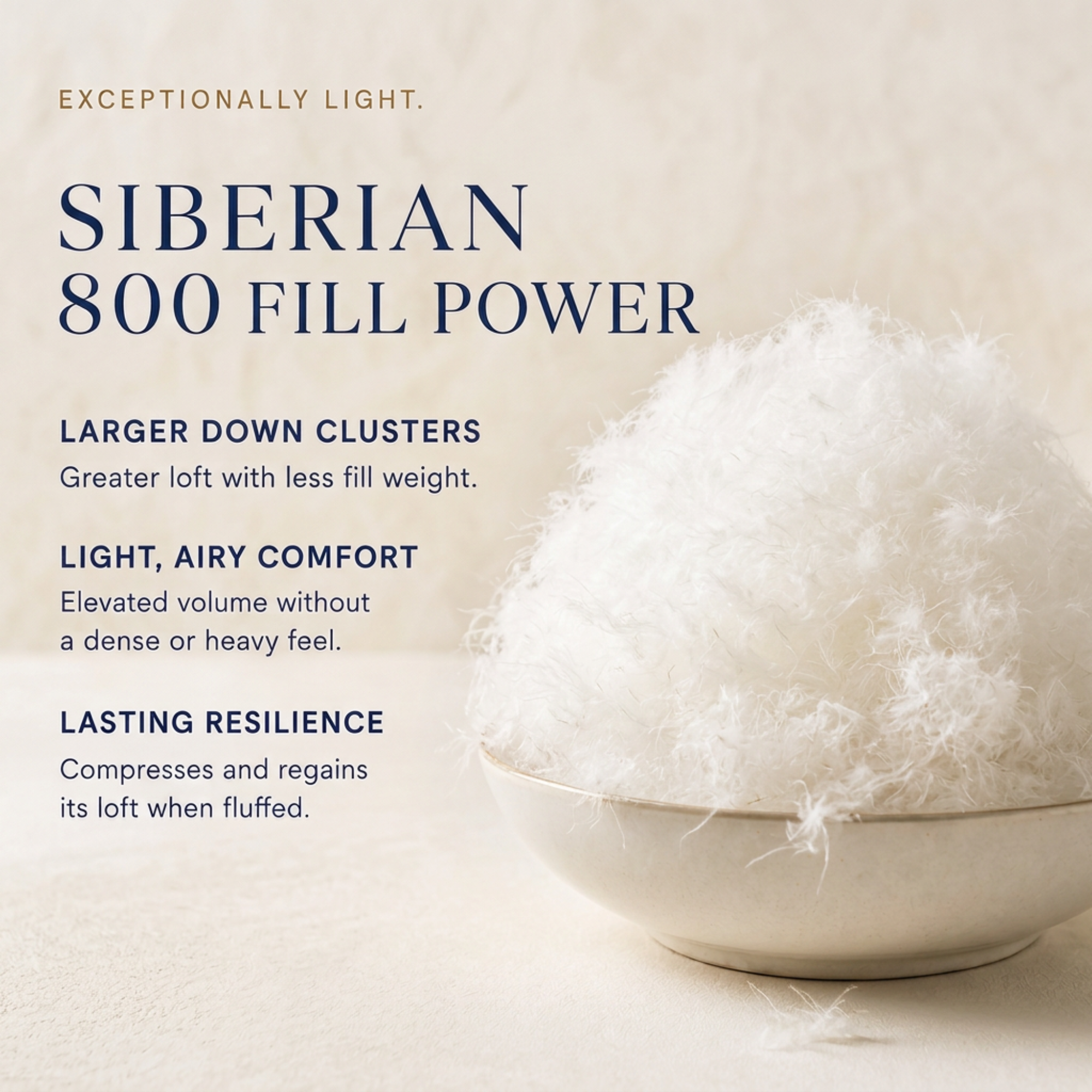 Siberian Collection 800 Fill Power White Goose Down Pillow