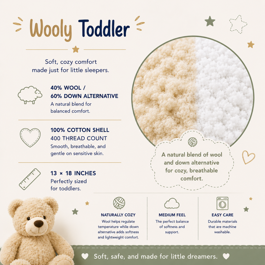 Wooly Collection Wool & Down Alternative Toddler Pillow