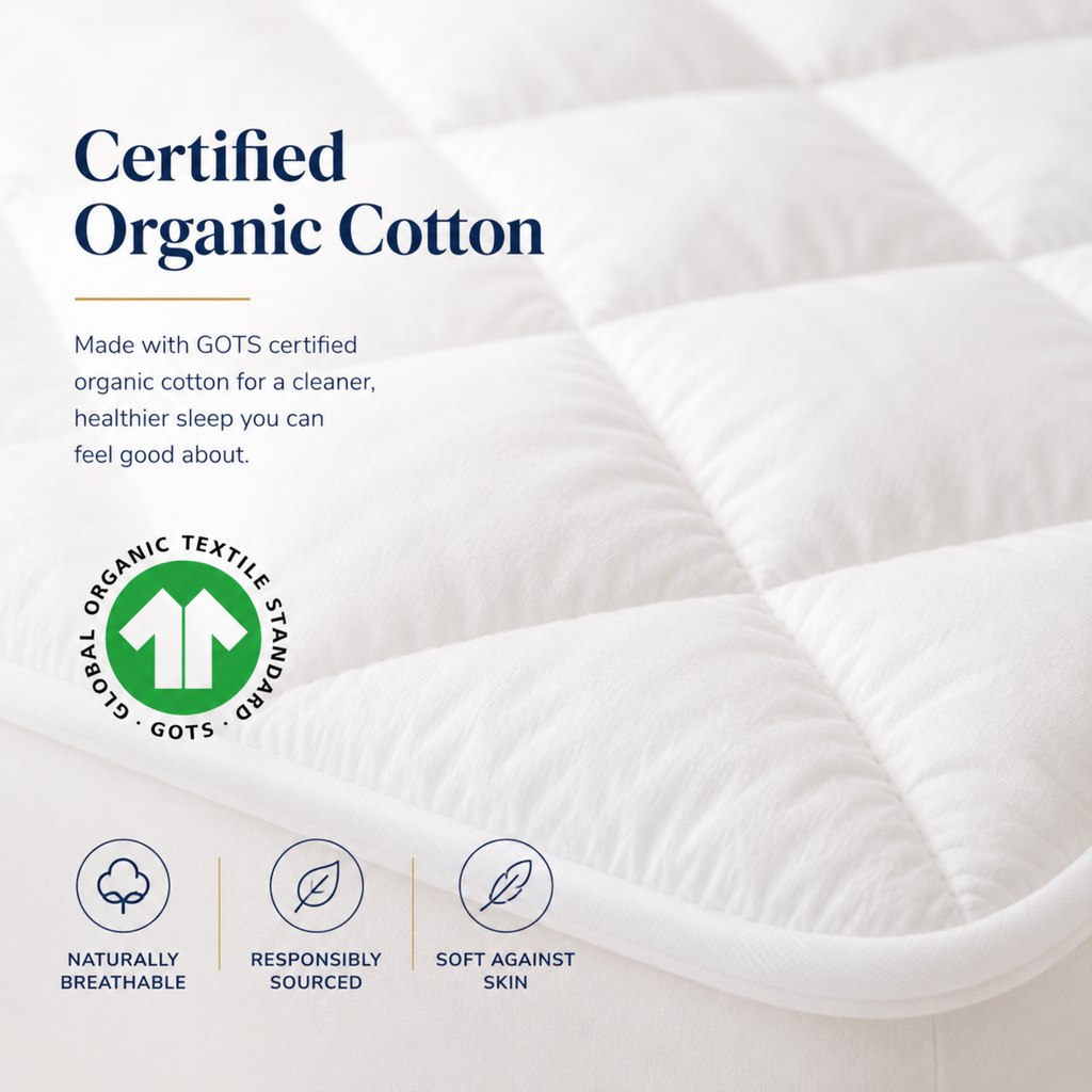 Serenity Collection Organic Cotton Quilted Mattress Pad
