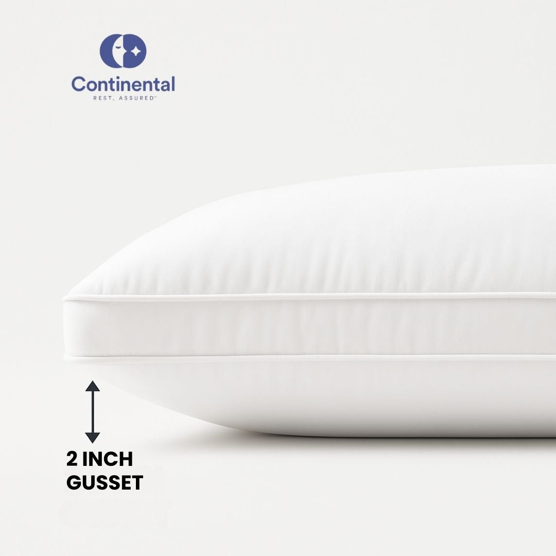 Continental Bedding 3-Chamber Down Pillow | Ergonomic Support with 2" Gusset, 75% Down Fill