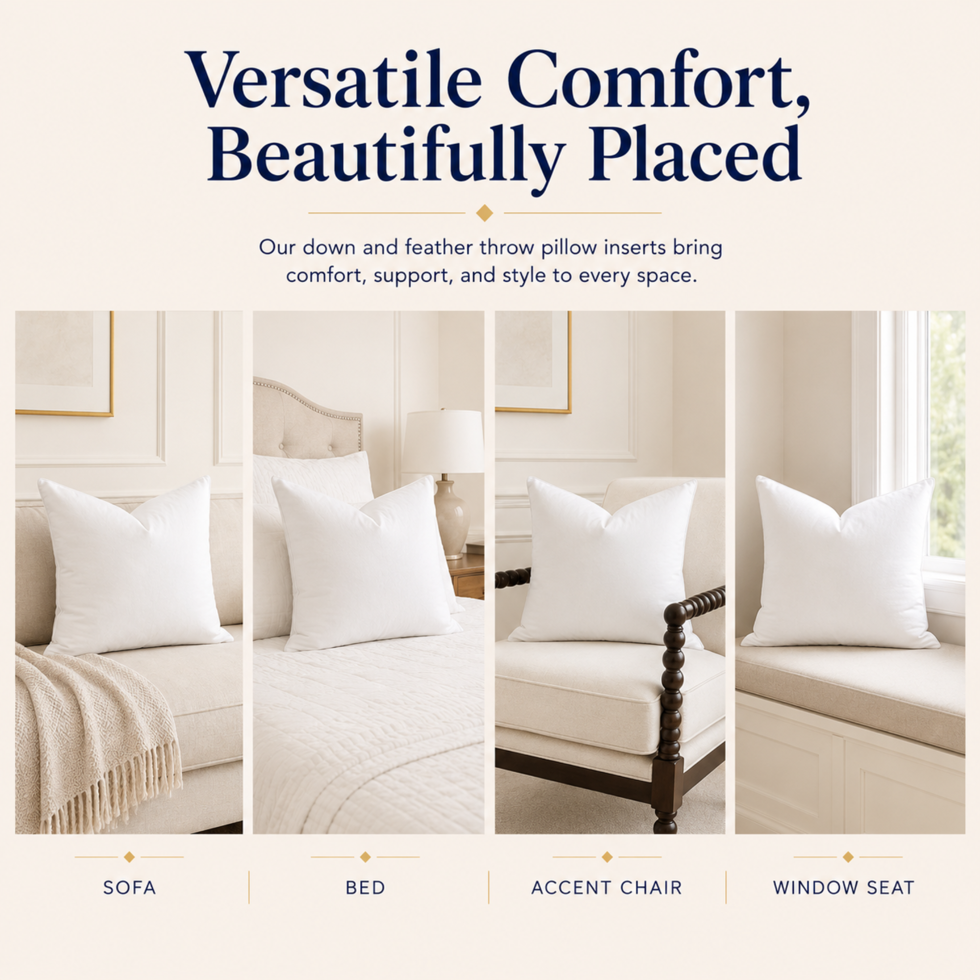 Down and Feather Throw Pillow Inserts