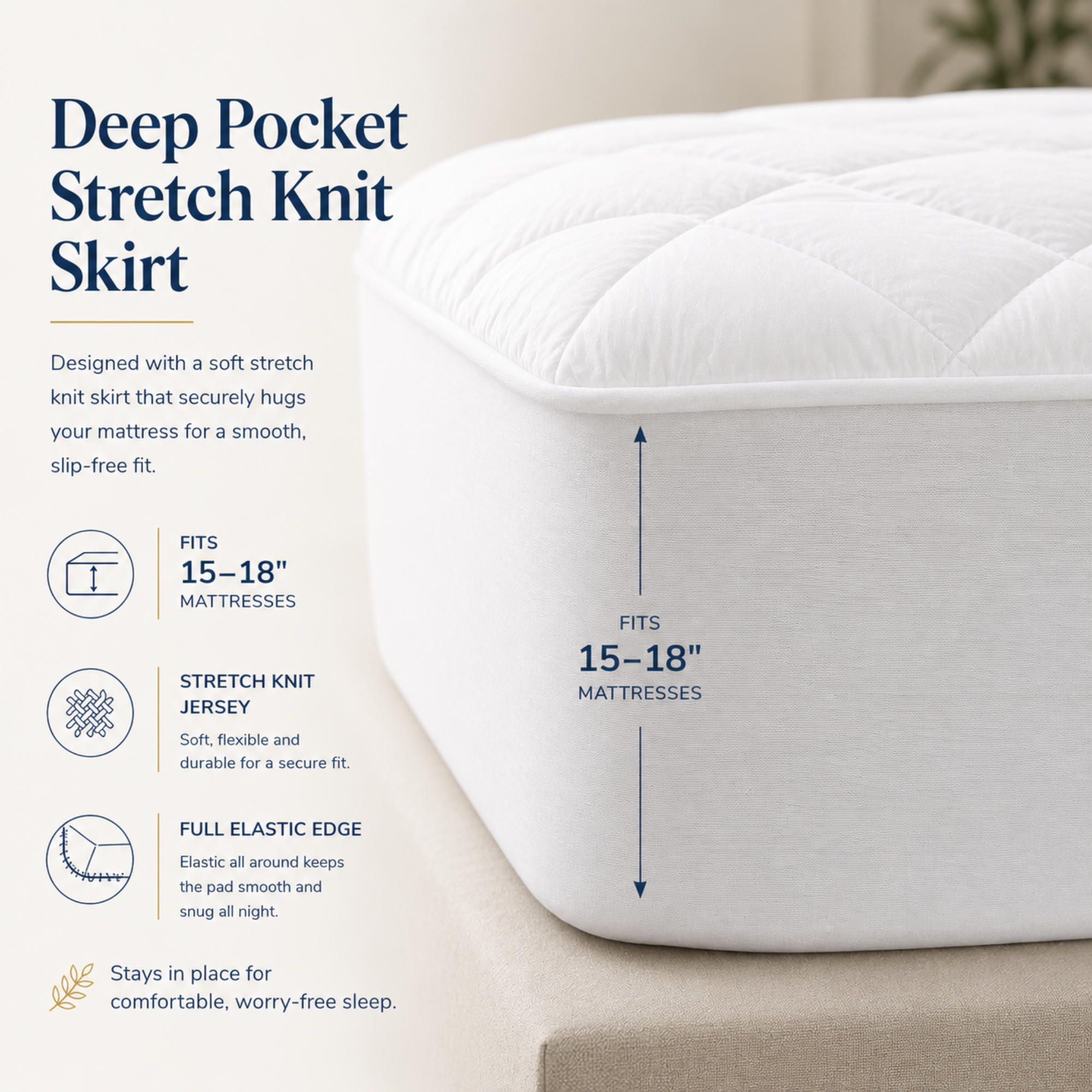 Serenity Collection Organic Cotton Quilted Mattress Pad