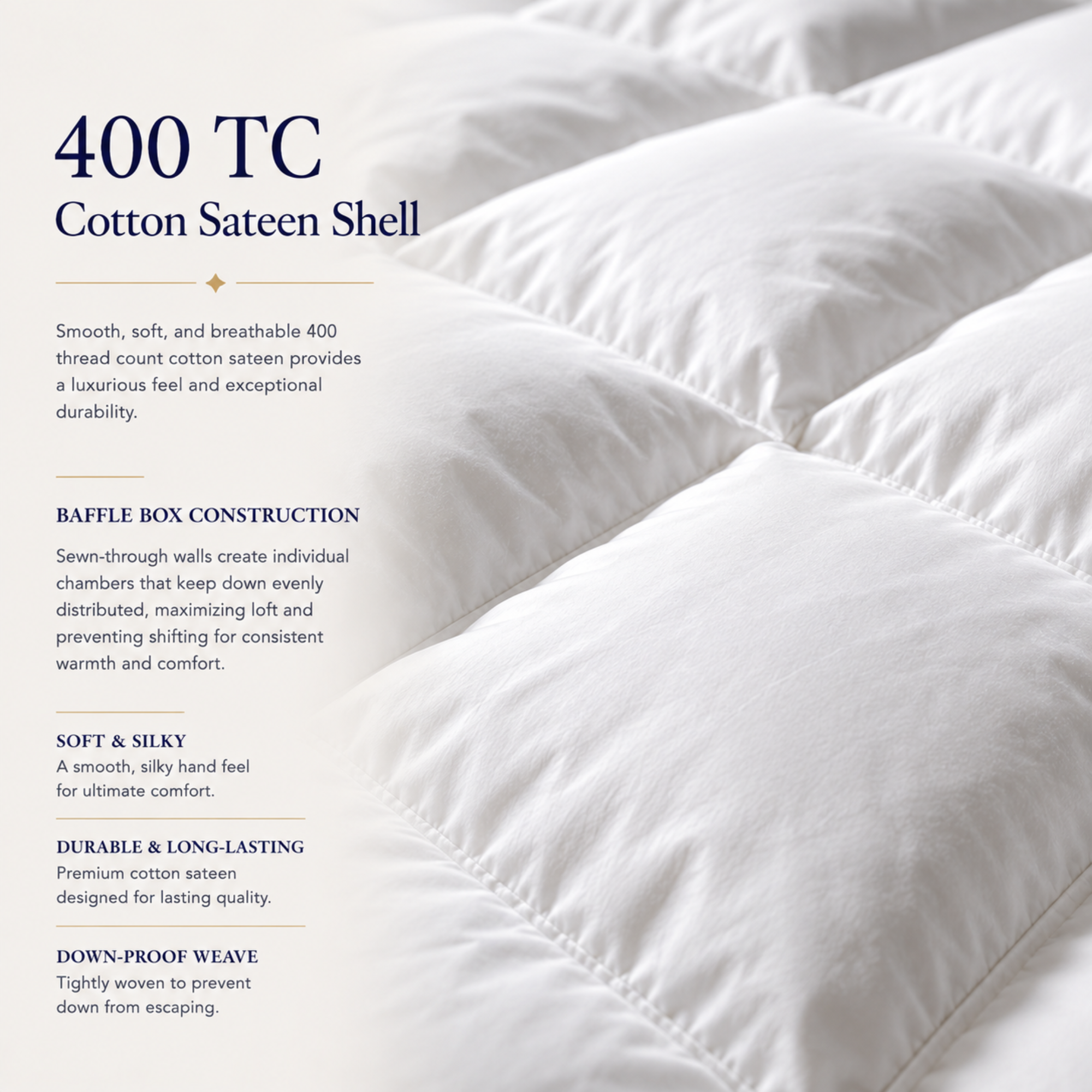 Siberian Collection 800 Fill Power White Goose Down Comforter