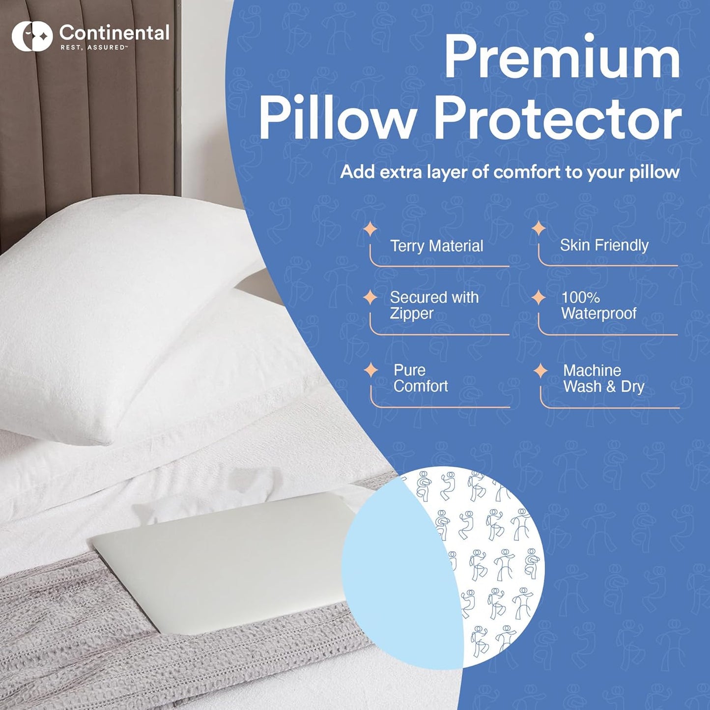 Terry Zippered Bed Pillow Protectors – Cozy, Waterproof & Breathable