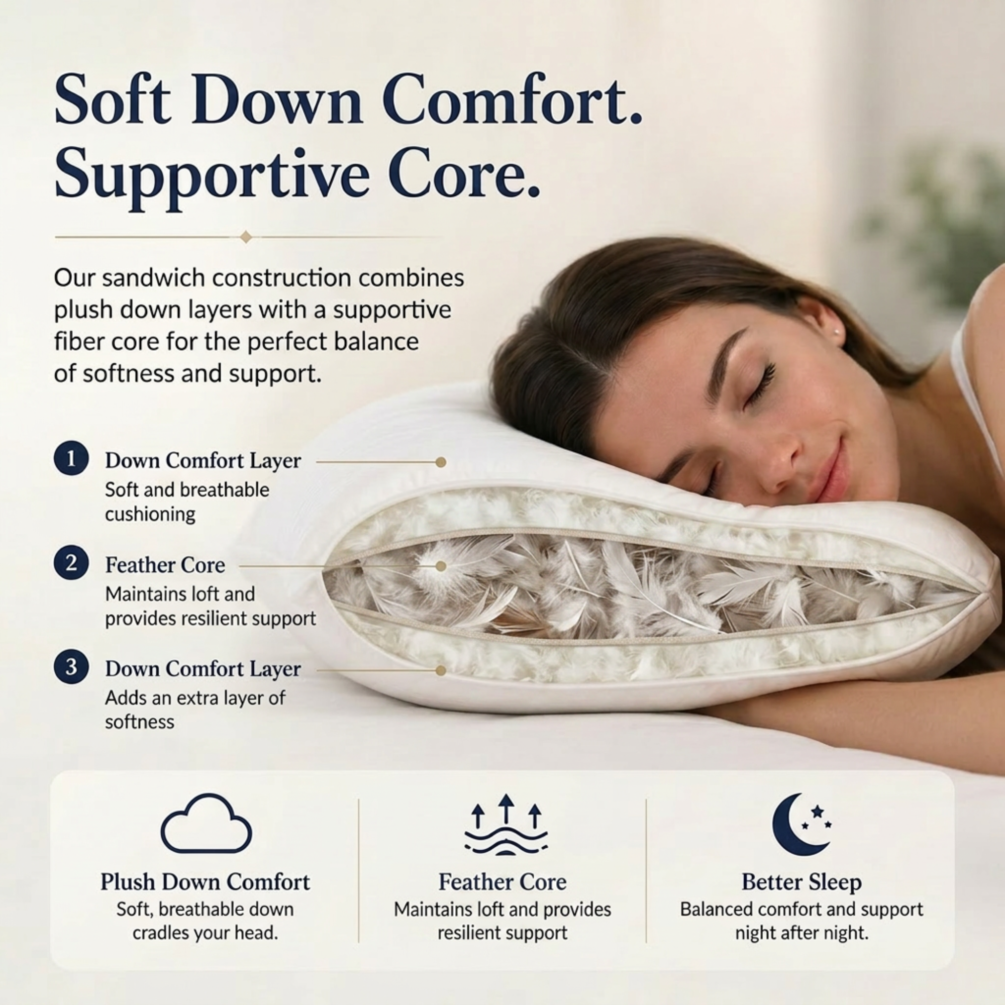 Hotel Collection Dual Core Down & Feather Pillow