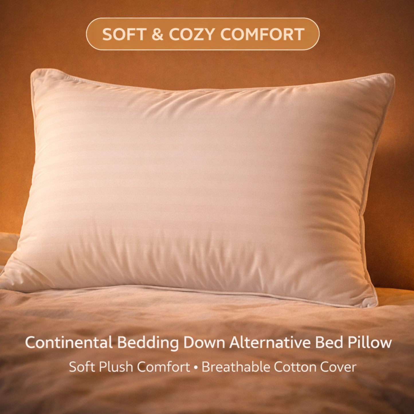 Affinity Collection | Hypoallergenic Synthetic Down Pillow 100% Cotton 300TC Damask Striped Shell