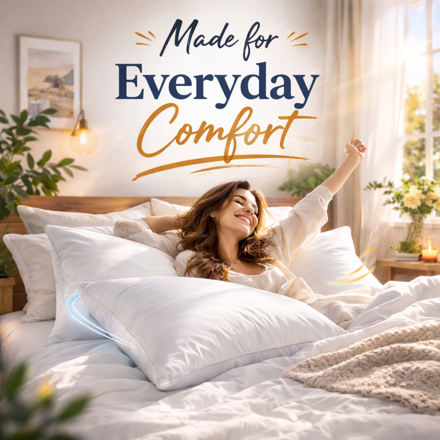 Affinity Collection | Hypoallergenic Synthetic Down Pillow 100% Cotton 300TC Damask Striped Shell