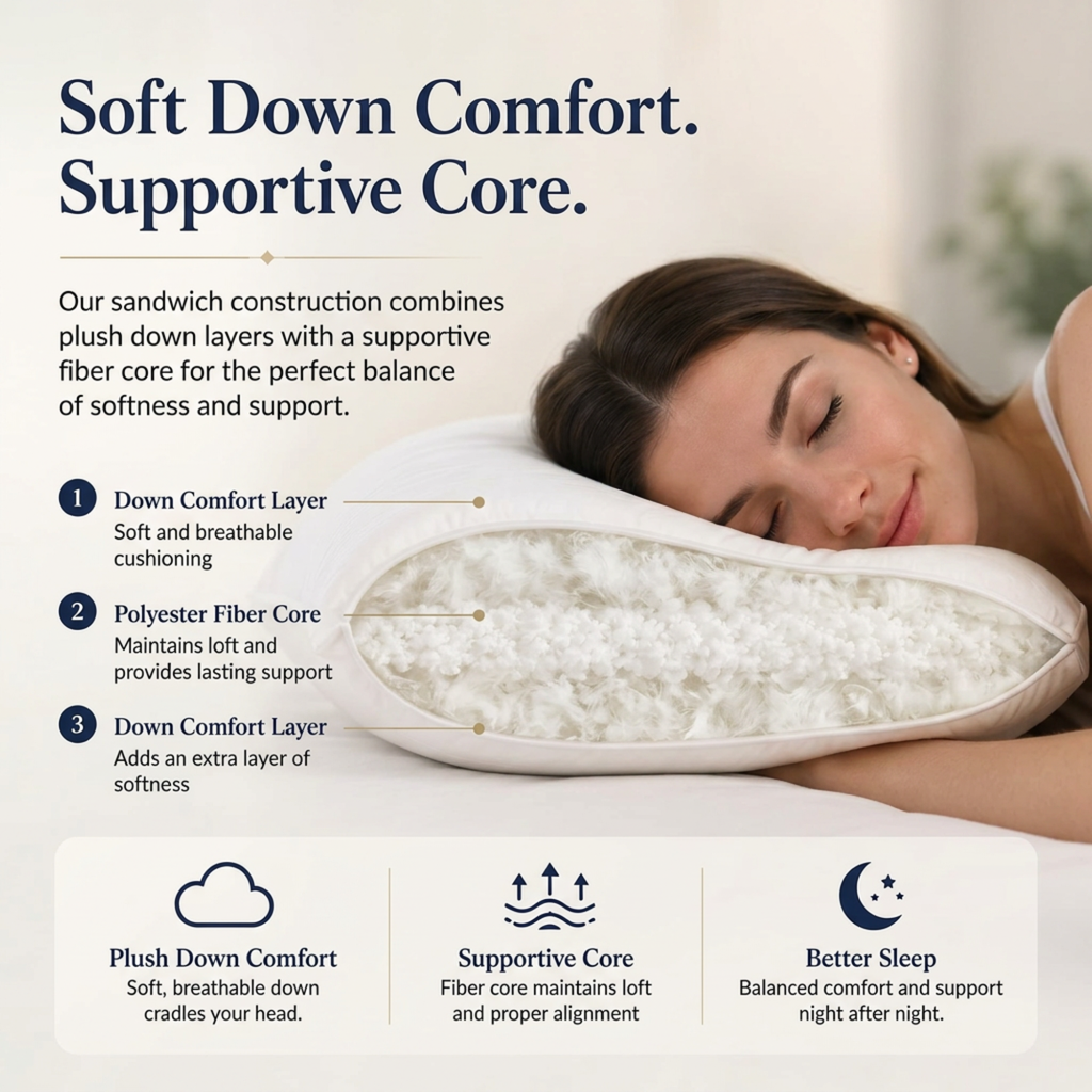Hotel Collection Dual Core Down & Fiber Pillow
