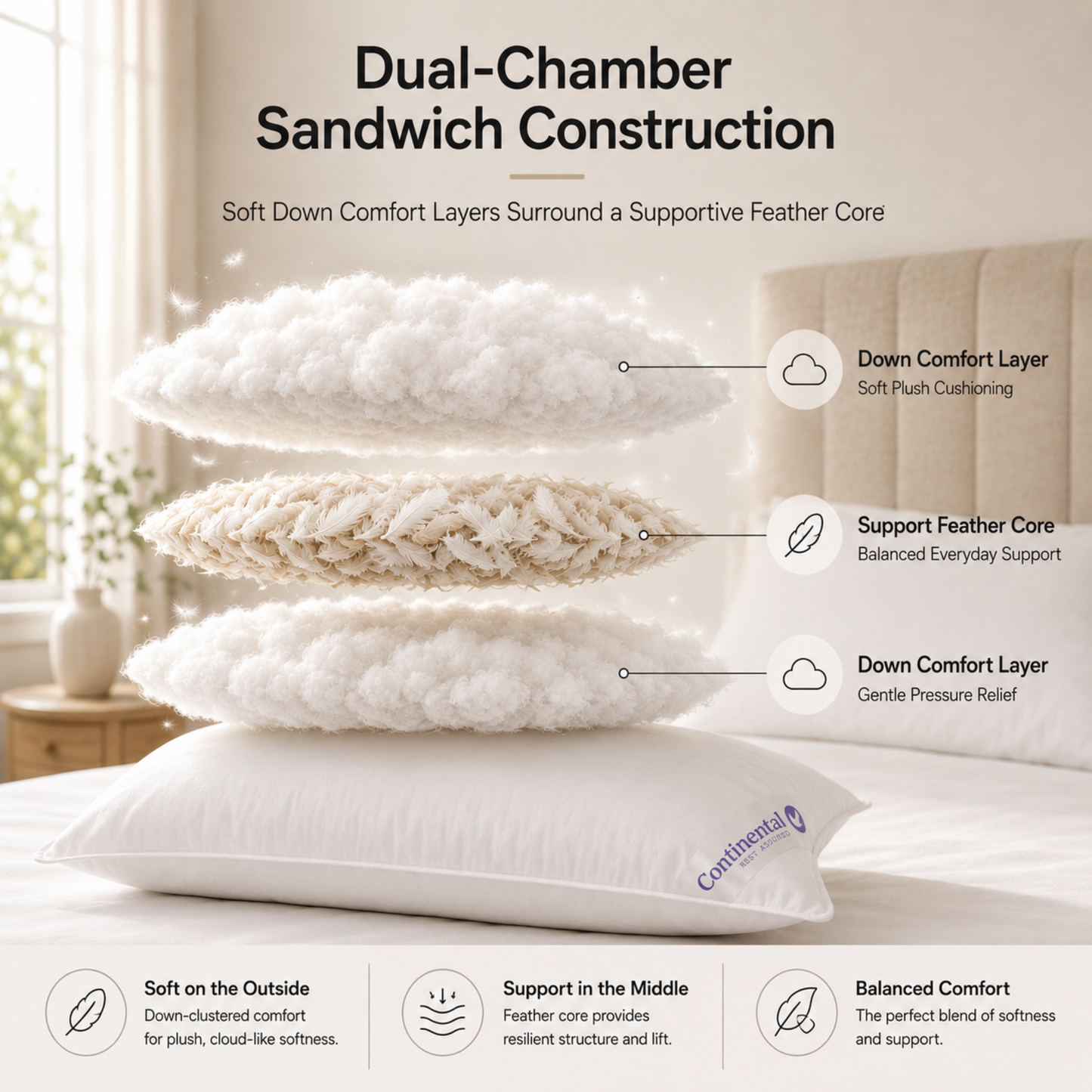 Hotel Collection Dual Core Inner Chamber Pillow