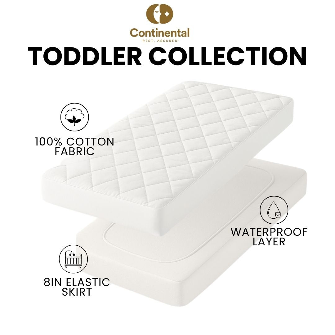 Toddler Mattress Pad – 100% Cotton, Soft & Breathable – Waterproof & Non-Waterproof Options – 28x52x8 Inches for Cribs & Toddler Beds