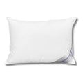 White Continental toddler pillow shown on a white background with branded tag peeking from the corner.

