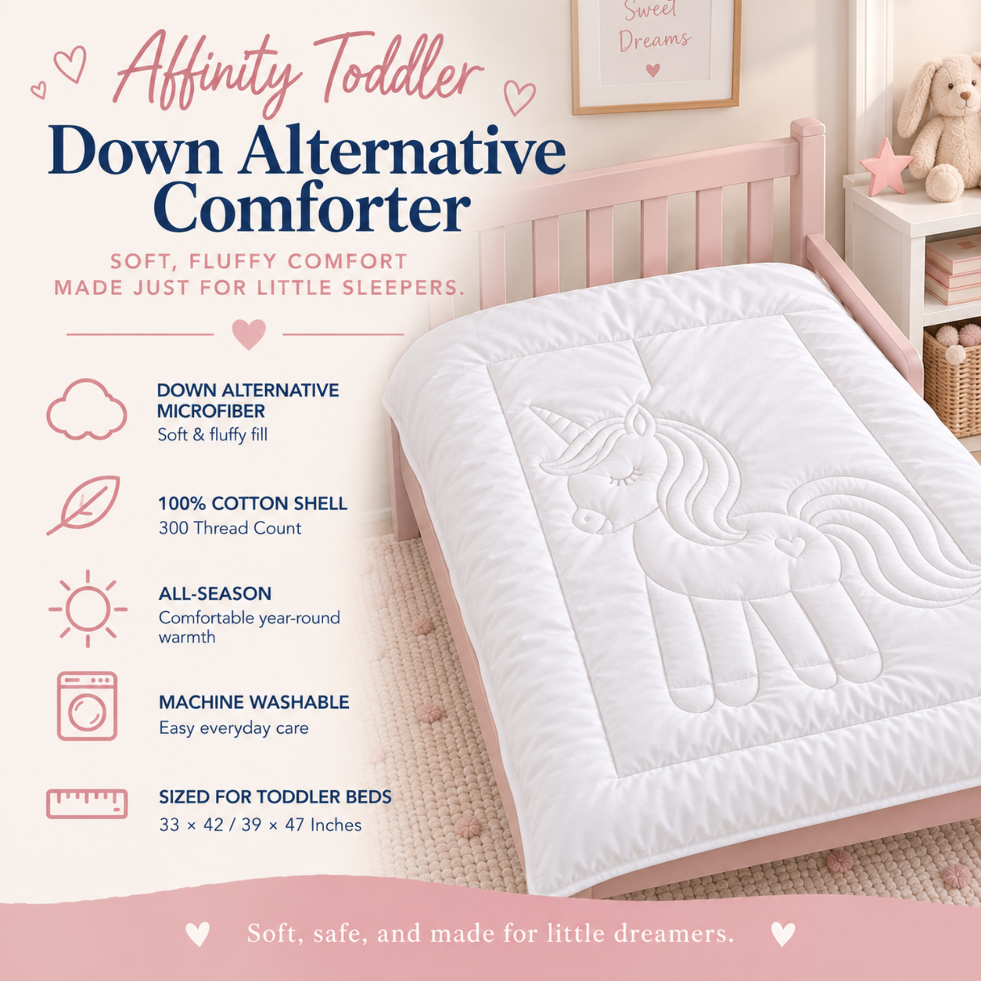 Affinity Collection Unicorn Toddler Down Alternative Comforter