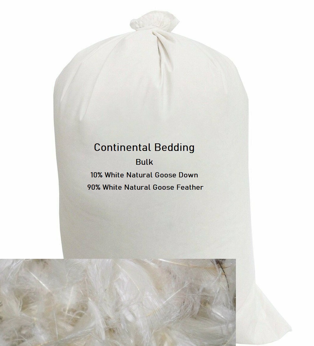 Bulk White Goose Down Feather Blend 10% White Goose Down & 90% White Goose  Feather – Continental Bedding